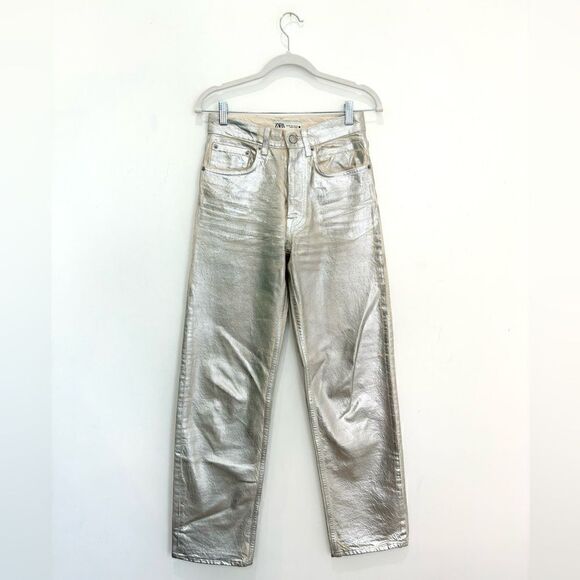 ZARA MID-RISE BOYFRIEND JEANS The Boy Boy Fit In Silver - Picture 5 of 10